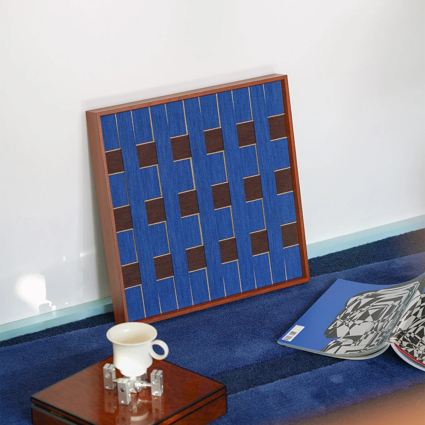 Close-up of premium wool yarn texture on Tranquil Midnight Paris wall art