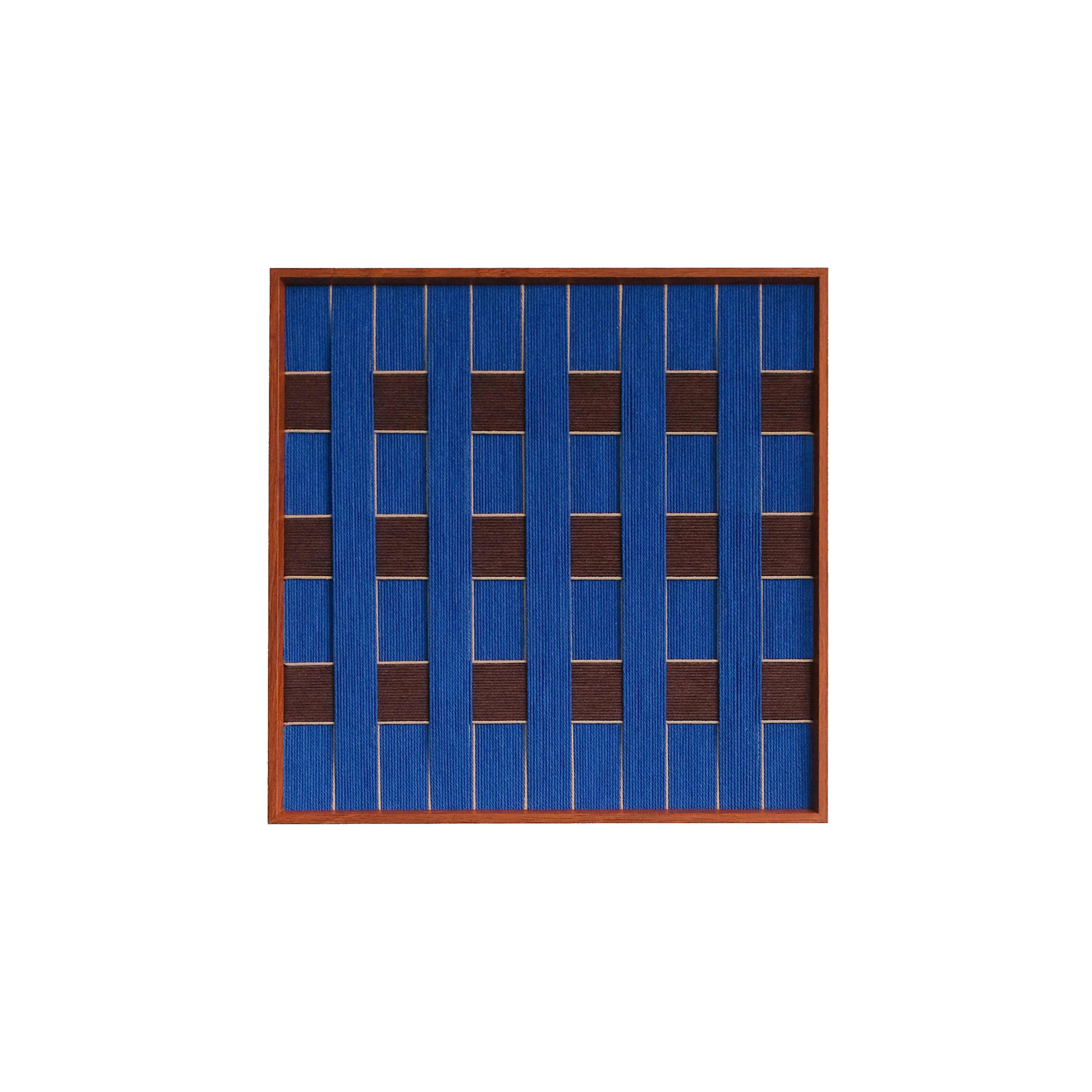 Tranquil Midnight Paris geometric yarn woven wall art front view on white background