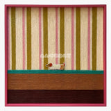 Coral Stripe Pup Wander - Textile Art #SQ046