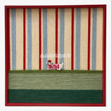 Scarlet Stripe Pup Saunter - Textile Art #SQ045
