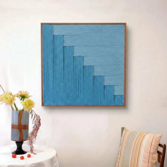 "Azure Sky Woven" — Textured Fiber Wall Art