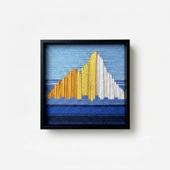 "Golden Mountain Sunrise" — Textured Fiber Wall Art