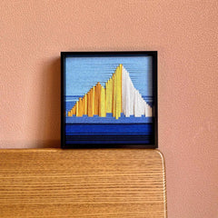 Golden Mountain Sunrise Yarn Art - Handcrafted Weave Painting by Liam Cooper