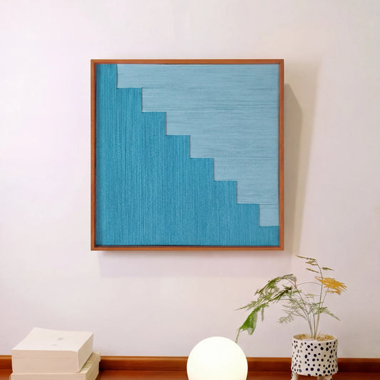 "Azure Sky Woven" — Textured Fiber Wall Art