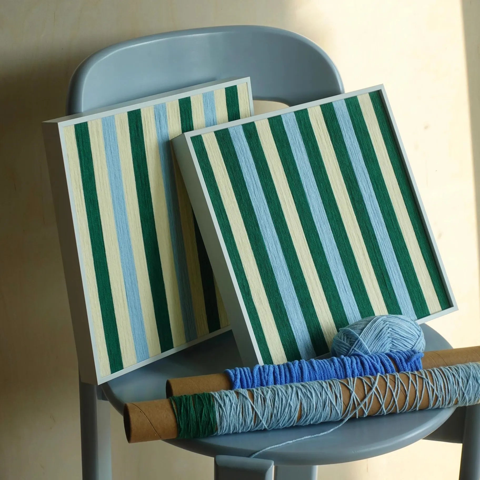 Spring Lake Yarn Art - Serene Striped Weave Painting | Aassort