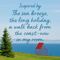 Inspiration graphic for After the Beach Walk featuring a beachside quote and seaside imagery to illustrate the coastal concept