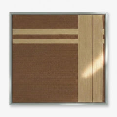 High-resolution front view of Earth’s Embrace hand-woven wool tapestry showcasing the intricate vertical and horizontal geometric weaving patterns.