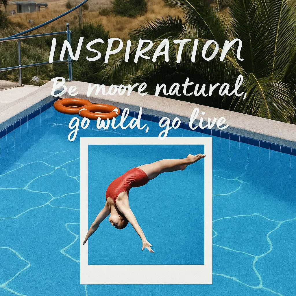 Inspiration graphic for Infinite Serenity featuring a calm ocean horizon motif and the quote “Let your spirit drift freely” to convey the artwork’s serene concept