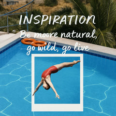 Inspiration graphic for Infinite Serenity featuring a calm ocean horizon motif and the quote “Let your spirit drift freely” to convey the artwork’s serene concept