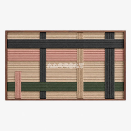 Front view of Muted Tension horizontal framed fiber wall art on a light studio background.