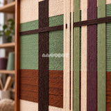 Close-up of Olive Passage RE091 showing layered soft cotton cord in olive green, cream, chestnut brown, plum and dark brown