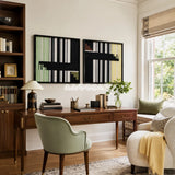 Timeless Moments geometric fiber artwork styled as a bold focal point in a contemporary home.