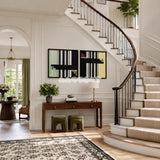 Timeless Moments geometric textile art pair displayed in a sophisticated modern living space.
