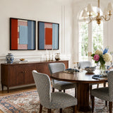 Cold Fire geometric fiber art set styled as an energetic architectural focal point in a contemporary home.