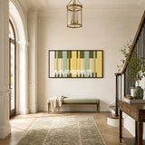 Garden Interval RE036 green and yellow textile wall art styled as a fresh botanical focal point in a contemporary room.