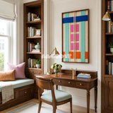 Vegas Strip colorful fiber artwork styled as an electric focal point in a contemporary home.