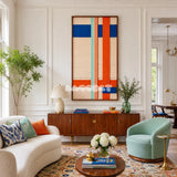 Midtown Rhythm vibrant geometric textile wall art displayed in an energetic urban-modern interior.