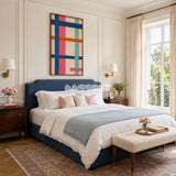San Diego Coast vibrant fiber artwork styled as a sophisticated focal point in a contemporary home.
