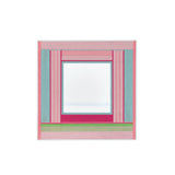 Front view of the Secret Crush square fiber mirror in blush pink, fuchsia, aqua and green