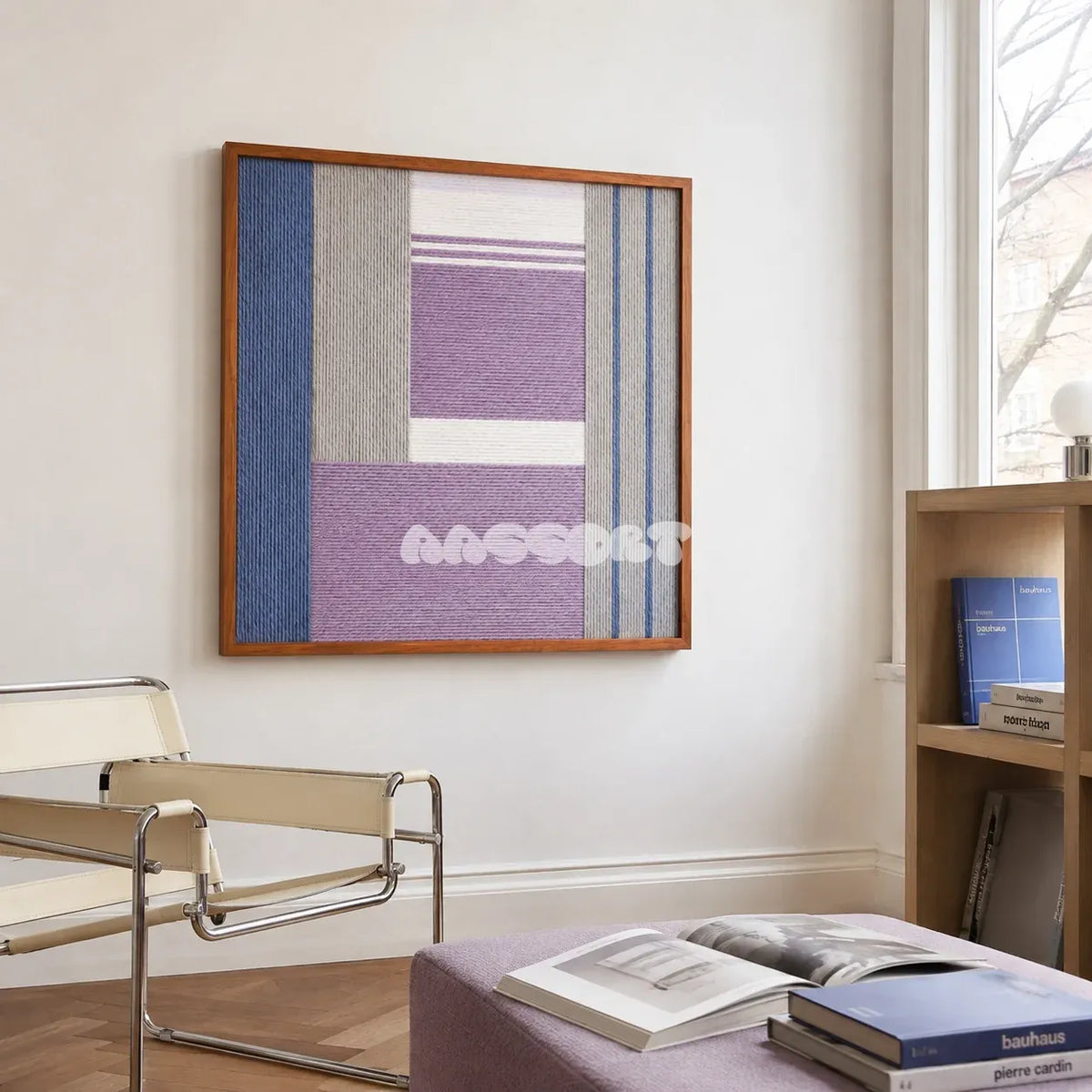 Material Mass SQ084 geometric textile wall art displayed as a modern interior statement piece.
