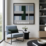 Moonlight Glade SQ092 modern geometric yarn wall art in a minimalist framed presentation.