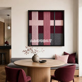 Lilac Whispers SQ101 geometric textile wall art displayed as a serene modern interior statement piece.