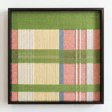 Front view of Pastoral Lullaby SQ104 geometric yarn wall art in a black square frame on a white background.