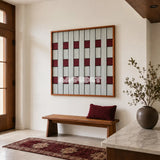 Ruby Lattice SQ106 geometric textile wall art displayed as a bold modern interior statement piece.