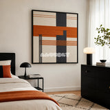 Terracotta Dusk SQ114 modern asymmetric yarn wall art in a sleek framed presentation.