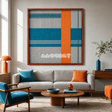 Breeze of Capri SQ117 modern coastal fiber artwork displayed as a vibrant geometric interior statement piece.