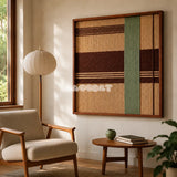 Cedar and Sage SQ119 botanical-inspired textile artwork displayed as a rustic-modern interior statement piece.
