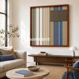 Coastal Diary SQ122 serene geometric fiber artwork displayed in an airy contemporary home interior.
