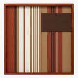 Front view of Mocha Prelude SQ124 terracotta, cream, beige, and mocha geometric yarn wall art in a frame.