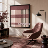 Nostalgic Bloom SQ136 contemporary fiber wall art with dusty rose, soft blush, warm taupe, and cream geometry.