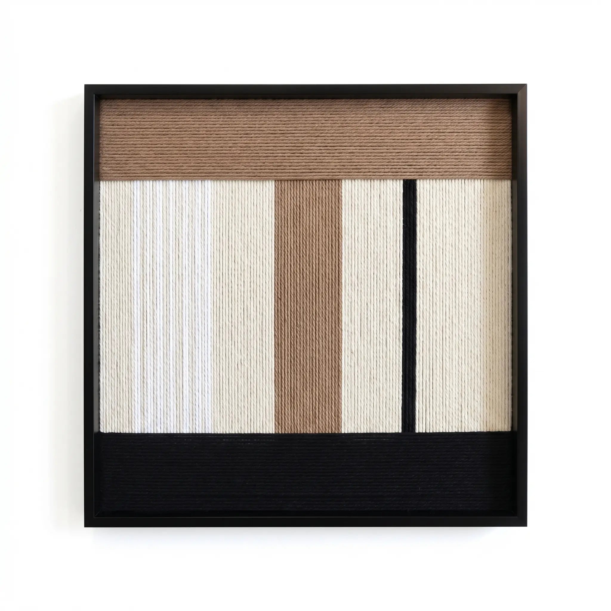 High-resolution front view of the Undisturbed Snow hand-woven wool tapestry showcasing vertical weaving patterns and neutral organic color tones.