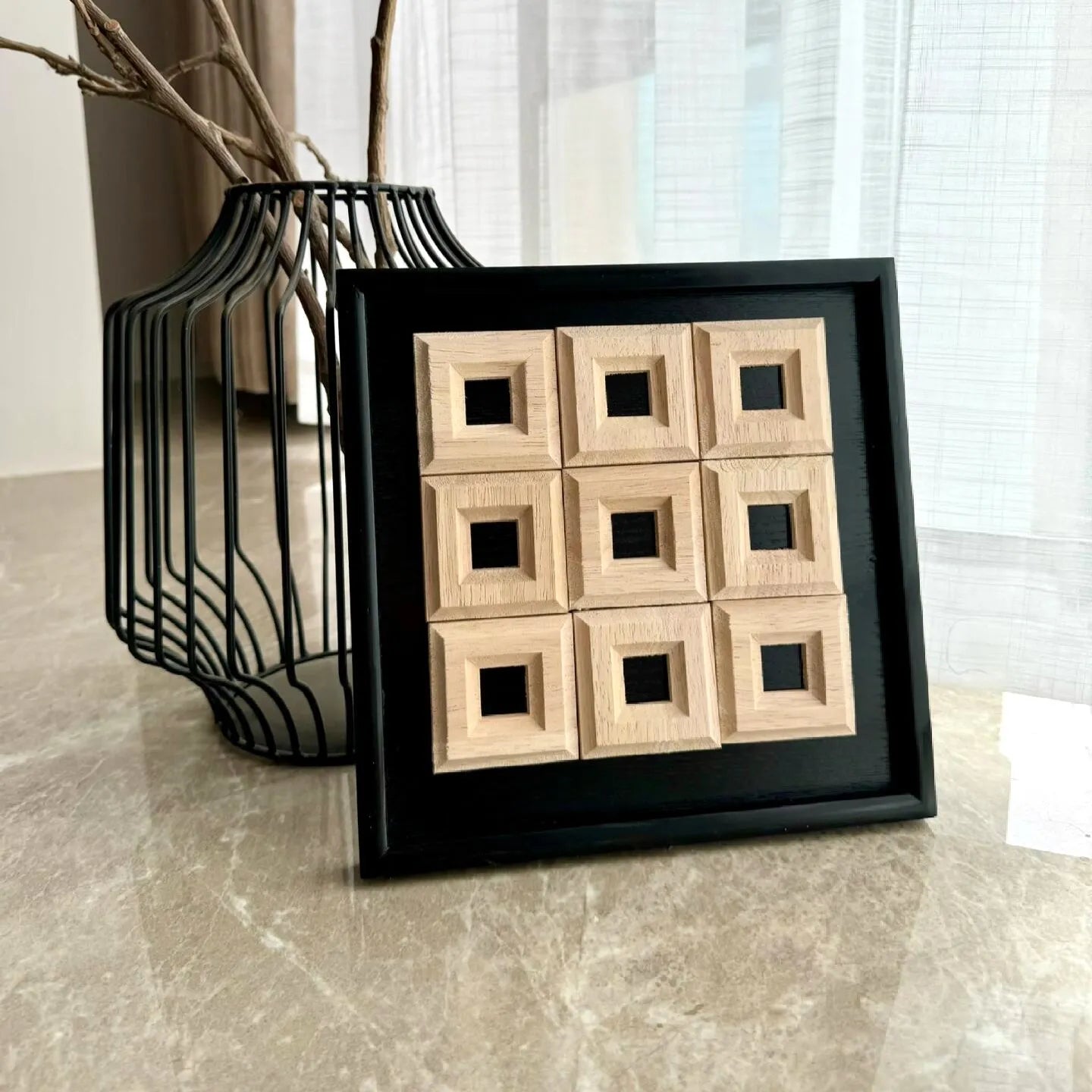 Aassort Customizable Black Base Wood Block DIY Decorative Hanging Art Kit