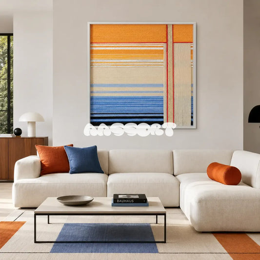 "Love at Sunset" — Hand-Wrapped Yarn Wall Art | Modern Framed Decor