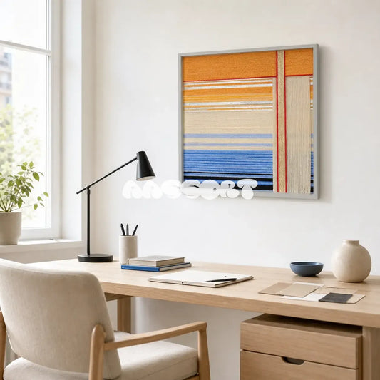 "Love at Sunset" — Hand-Wrapped Yarn Wall Art | Modern Framed Decor
