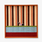"Tangerine Stripe Pup Venture" — Textured Fiber Wall Art