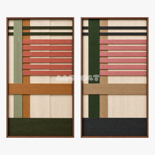 Front view of Belmont Garden two-panel framed fiber wall art on a light studio background.