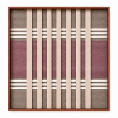 Frontal studio shot of the Dusty Tones square framed wall art featuring a sophisticated mauve, brown, and cream geometric tapestry.