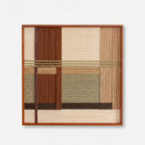High-resolution front view of Embers of the Wild soft cotton cord fiber artwork showcasing intricate vertical textures and earthy, organic color blocks.
