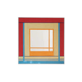 Front view of the Fields of Blossoms square fiber mirror in red, yellow, orange and blue