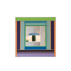 Picture hanging guide for Hidden Forest yarn mirror art detailing hook placement and installation steps for secure mounting.
