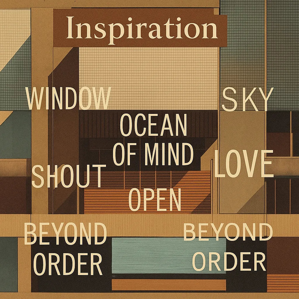 Inspiration graphic for Outside The Window featuring a poetic window motif and city-night quote illustrating the design concept.
