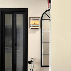 Picture hanging guide for Pawsy Puppy yarn wall art detailing hook placement and installation steps for secure mounting.
