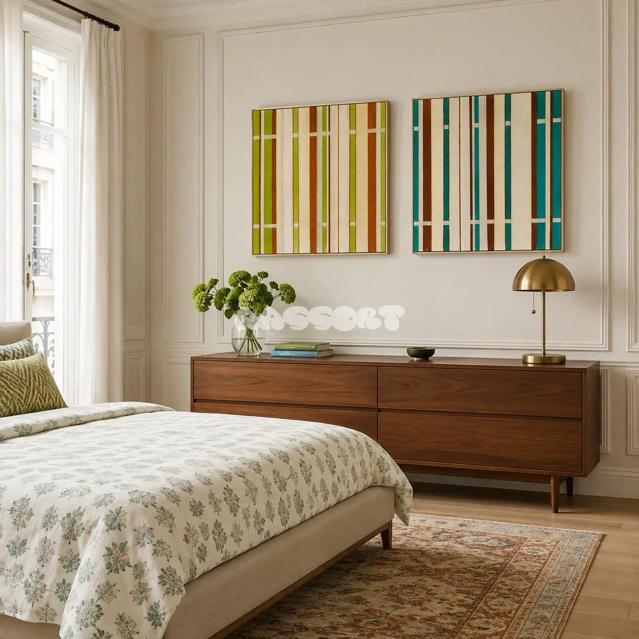 March Tree fiber artwork made with soft cotton cord styled as an uplifting focal point in a contemporary home.
