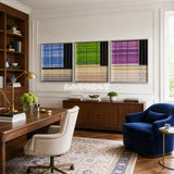 Night River Lantern tactile yarn wall decor bringing midnight blue and lantern glow tones to a quiet interior.