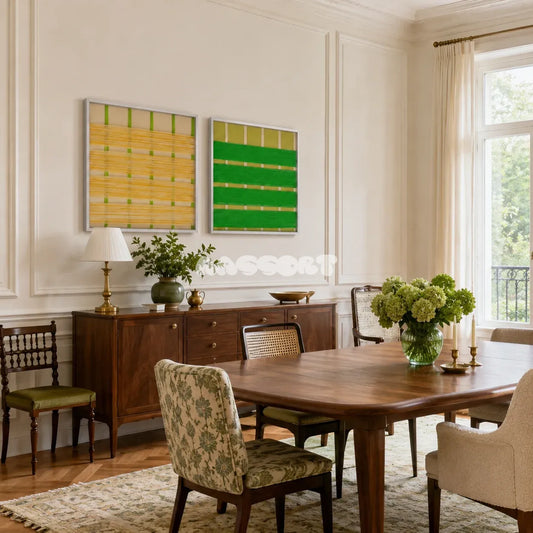 Spring Breeze fiber artwork made with soft cotton cord styled as a refreshing focal point in a contemporary home.