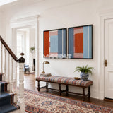 Cold Fire soft cotton cord geometric diptych displayed in a light-filled contemporary living space.